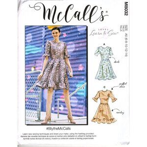 McCall's M8032 Misses 6 to 14 Dresses Learn to Sew Level 2 Uncut Sewing Pattern